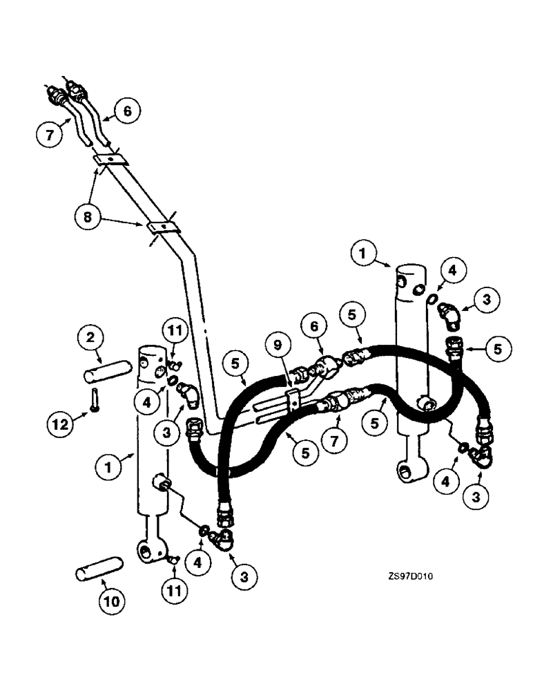 Схема запчастей Case IH 2200 - (6-18) - BUCKET HYDRAULICS, LOADER VALVE TO BUCKET CYLINDERS 