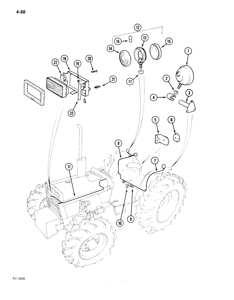 Схема запчастей Case IH 385 - (4-088) - TRACTOR LIGHTING AND CONNECTIONS (04) - ELECTRICAL SYSTEMS