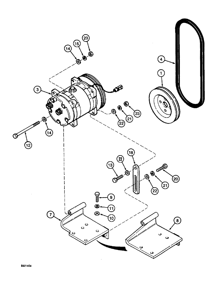 Схема запчастей Case IH 2055 - (9E-32) - COMPRESSOR MOUNTING AND PULLEY (10) - CAB & AIR CONDITIONING