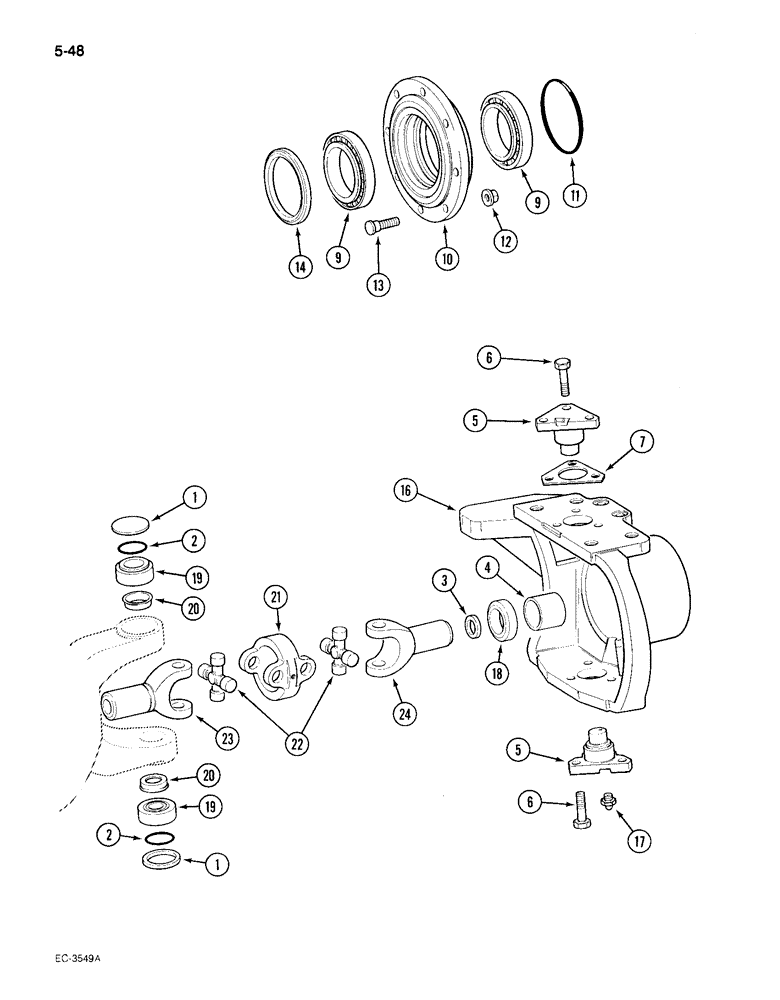 Схема запчастей Case IH 495 - (5-048) - MECHANICAL FRONT DRIVE "ZF", STEERING KNUCKLES (05) - STEERING