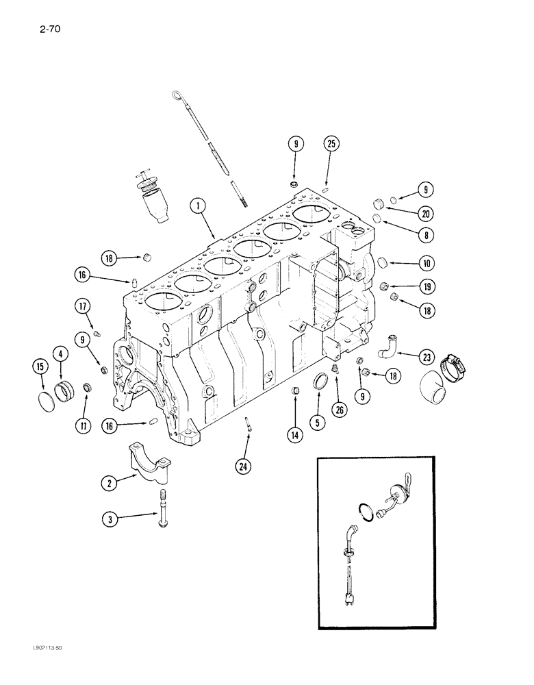 Схема запчастей Case IH 1844 - (2-70) - CYLINDER BLOCK 6TA-830 ENGINE WITH TWELVE PISTON COOLING NOZZLES (01) - ENGINE