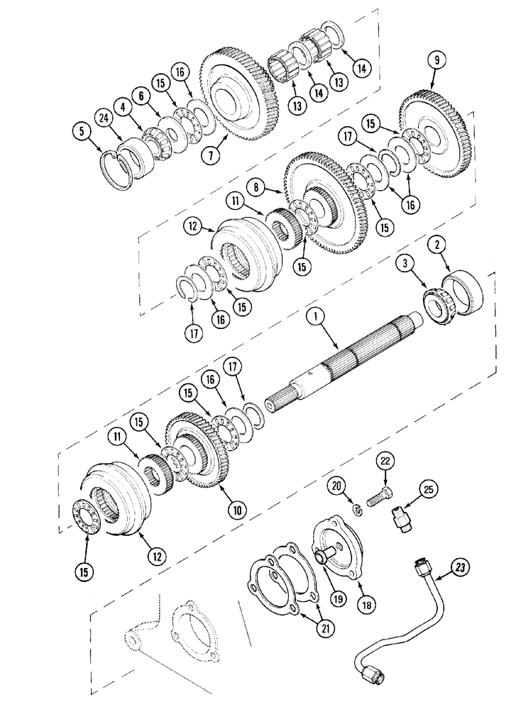 Схема запчастей Case IH MX100 - (06-05) - SPEED TRANSMISSION - DROP SHAFT - SYNCHROMESH (06) - POWER TRAIN