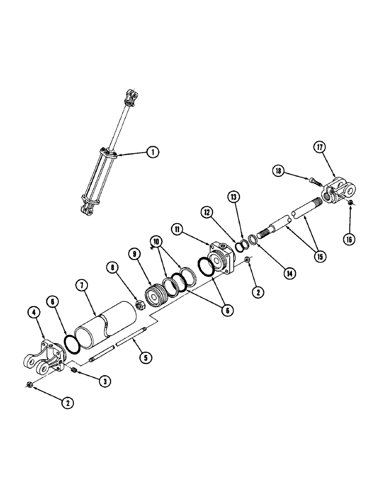 Схема запчастей Case IH 3440 - (16) - TAILGATE HYDRAULIC CYLINDER, 3 INCH (76 MM) BORE X 16 INCH (406MM) STROKE 