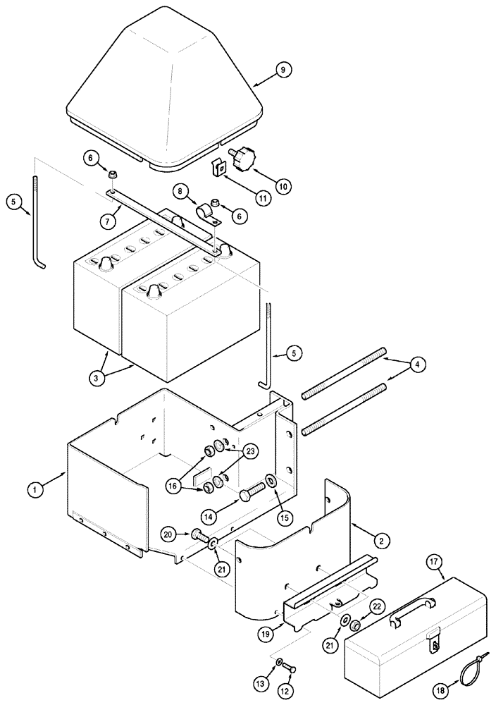 Схема запчастей Case IH MX110 - (04-13) - BATTERY COVERS (04) - ELECTRICAL SYSTEMS