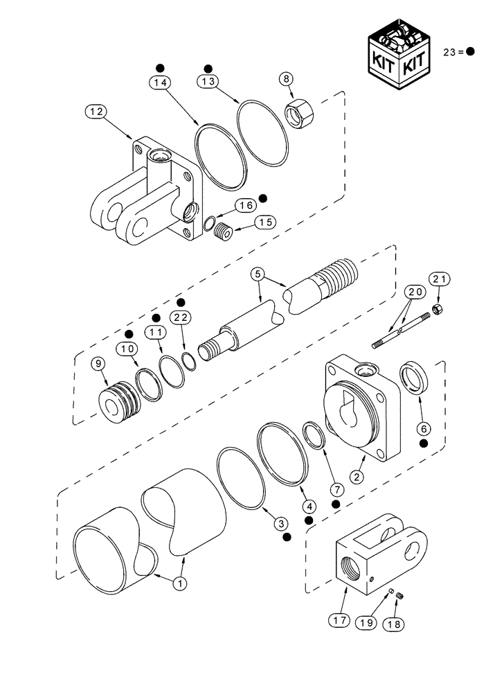 Схема запчастей Case IH 1200 - (A.10.A[81]) - HYDRAULIC CYLINDER - 1272147C92, ASSIST WHEEL, RIGID MOUNTED MACHINES - DISCONTINUED A - Distribution Systems