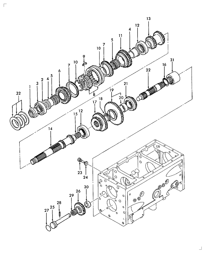 Схема запчастей Case IH D35 - (03.08) - FRONT TRANSMISSION GEARS, LOWER 12X12 (03) - TRANSMISSION