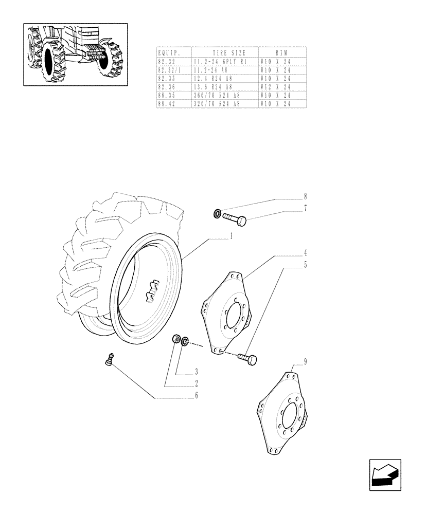 Схема запчастей Case IH JX90 - (82.00[01]) - DRIVING WHEELS - 4WD (11) - WHEELS/TRACKS