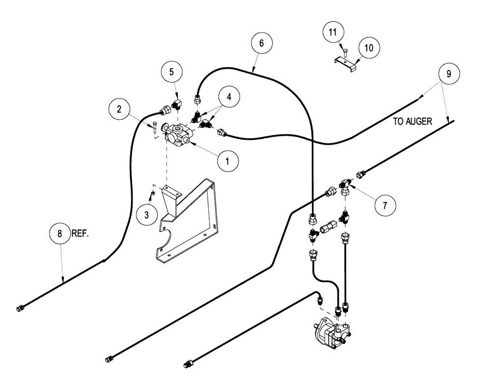 Схема запчастей Case IH 1124 - (E37) - HYDRAULIC AUGER FITTINGS 