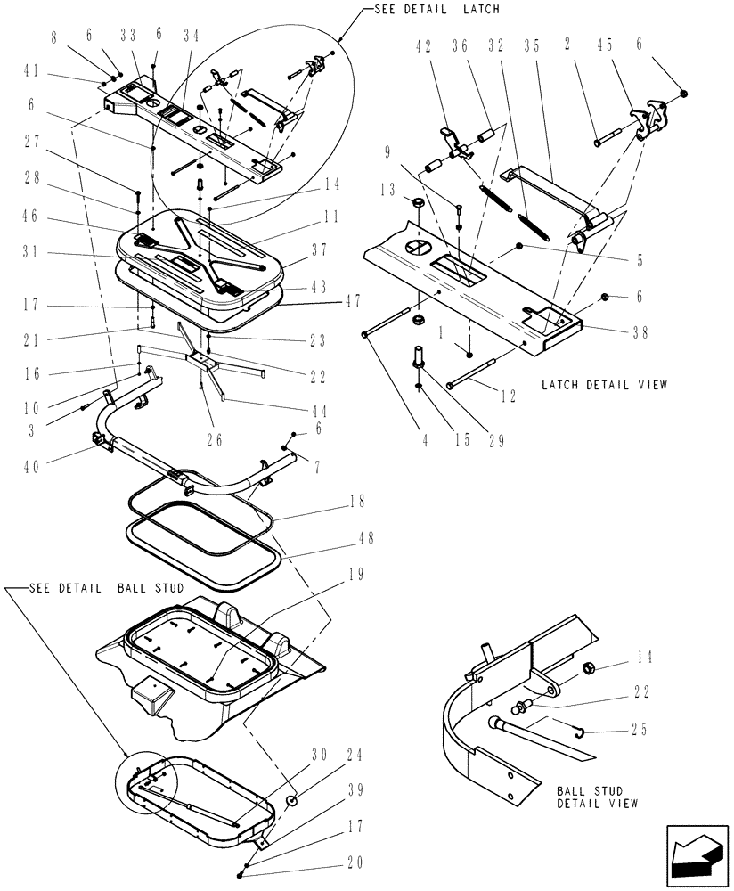 Схема запчастей Case IH 2330 - (80.154.01) - LID ASSEMBLY, HATCH INSERT (80) - CROP STORAGE/UNLOADING