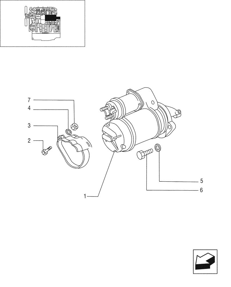 Схема запчастей Case IH JX95 - (0.36.0/03) - VAR - 747, 391102 - TTF ENGINE TIER 2 - STARTER MOTOR (01) - ENGINE