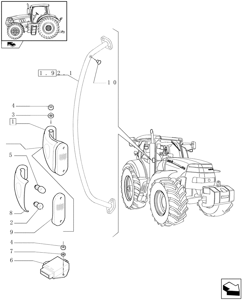 Схема запчастей Case IH MAXXUM 110 - (1.75.6[02]) - FRONT TURN INDICATORS (06) - ELECTRICAL SYSTEMS