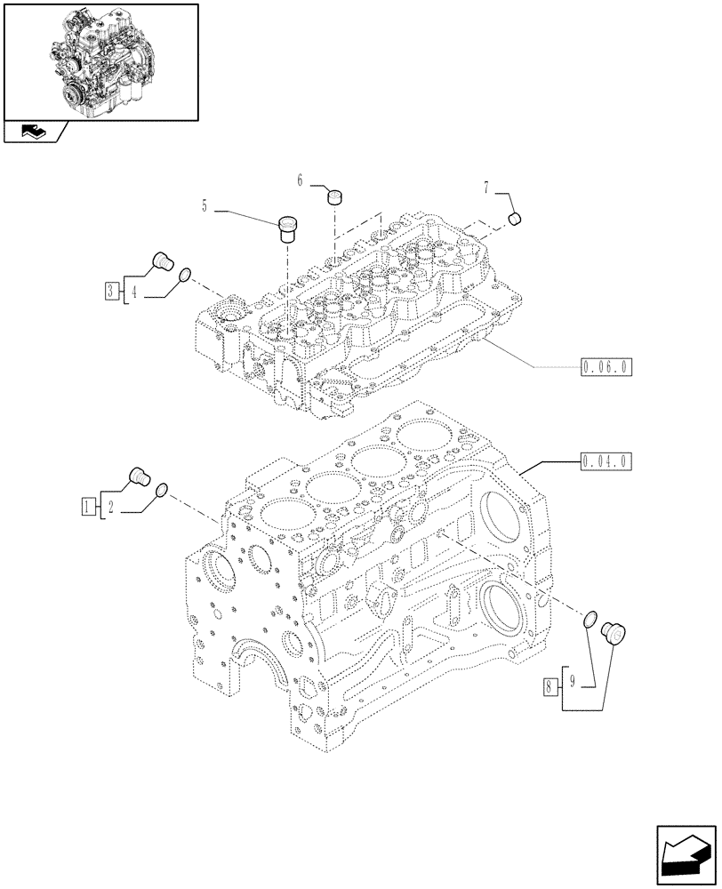 Схема запчастей Case IH MAXXUM 130 - (0.32.4) - ENGINE COOLING SYSTEM PIPING (STD + VAR.330003-332115) (01) - ENGINE