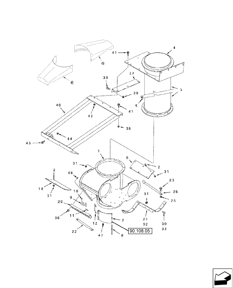 Схема запчастей Case IH 2588 - (80.180.01) - UNLOADER HOUSING - GRAIN TANK, LOWER (80) - CROP STORAGE/UNLOADING