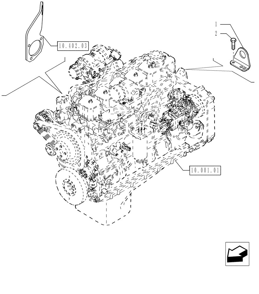 Схема запчастей Case IH P140 - (10.012.02) - HOOKS - ENGINE (10) - ENGINE