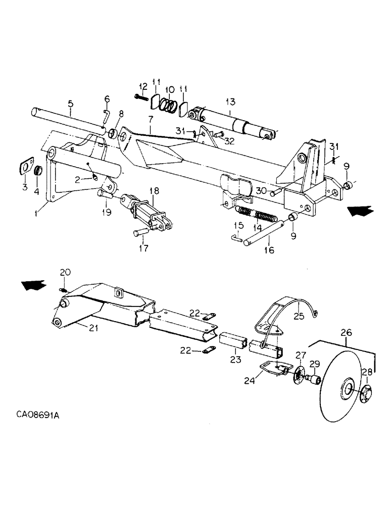 Схема запчастей Case IH 800 - (09-06) - MARKERS, HYDRAULIC MARKER ATTACHMENT, UNIT W, BASIC PARTS (08) - HYDRAULICS