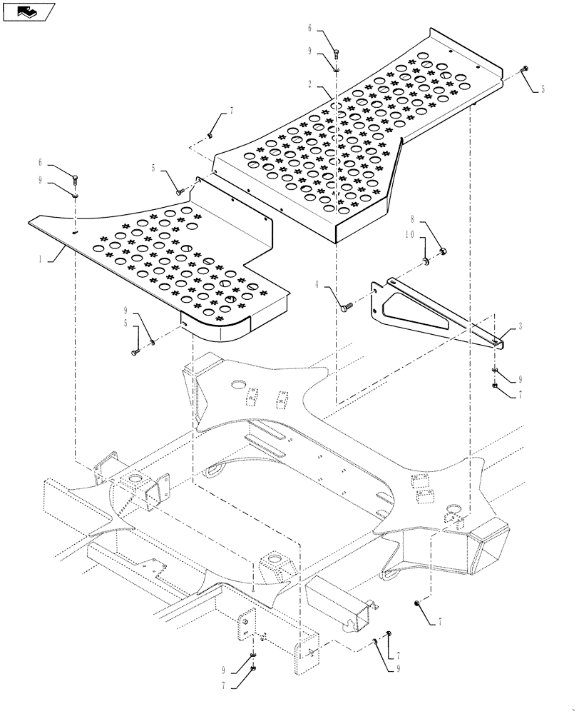 Схема запчастей Case IH 4420 - (04-027) - WALKWAY GROUP, LH FRONT Suspension & Frame