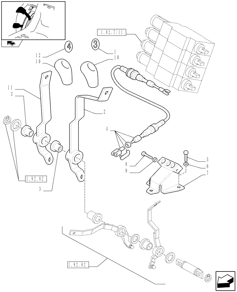 Схема запчастей Case IH FARMALL 95C - (1.92.82/09) - 4 REAR REMOTE VALVES FOR MDC - LEVERS (VAR.330165) (10) - OPERATORS PLATFORM/CAB