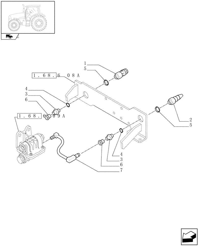 Схема запчастей Case IH PUMA 155 - (1.68.6[12A]) - PNEUMATIC TRAILER BRAKE (UK) - QUICK HITCH AND PIPES - D6753 (VAR.332739) (05) - REAR AXLE