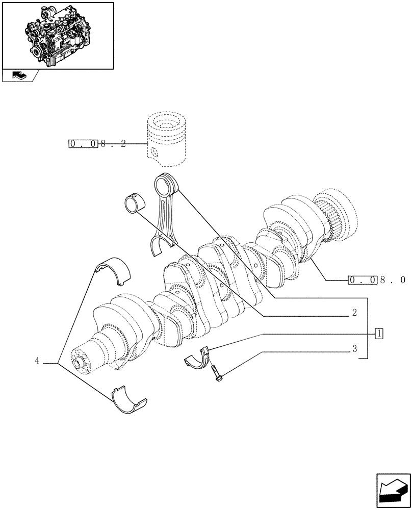 Схема запчастей Case IH PUMA 155 - (0.08.1) - CONNECTING ROD (01) - ENGINE