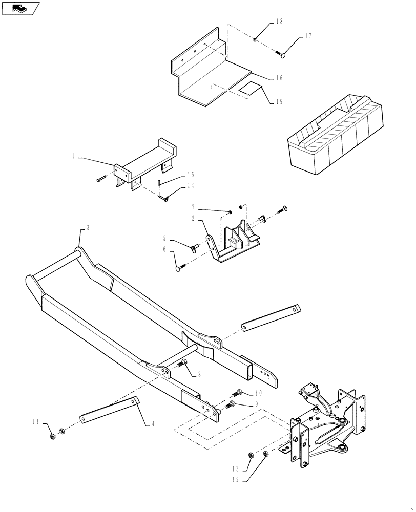 Схема запчастей Case IH 717972006 - (016) - SUBFRAME KIT - FARMALL 30B & 35B - 717972006 