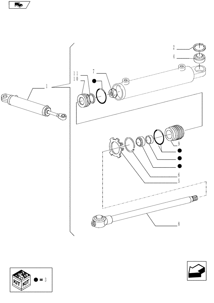 Схема запчастей Case IH MAGNUM 190 - (41.216.01) - STEERING CYLINDER ASSEMBLY BREAKDOWN - MFD 12-BOLT CLASS 4 AXLE (41) - STEERING