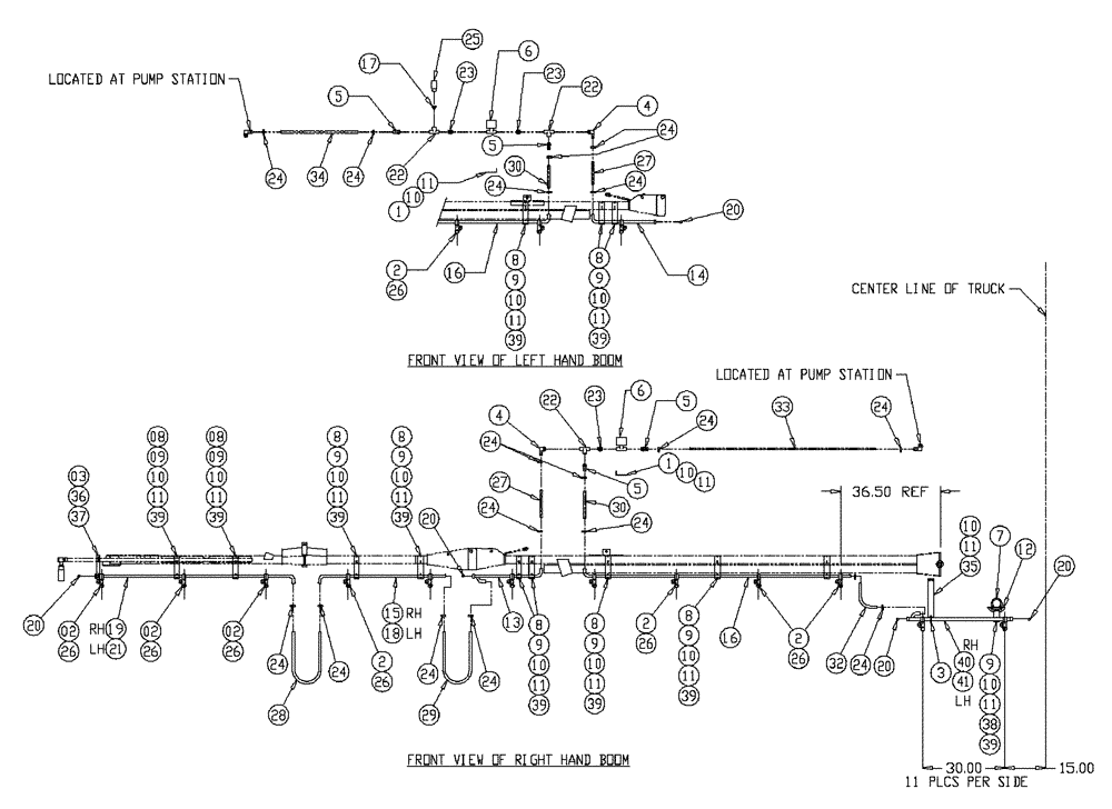 Схема запчастей Case IH 437 - (10-012) - BOOM PLUMBING, WET, 4 WHL, REAR Wet Kit