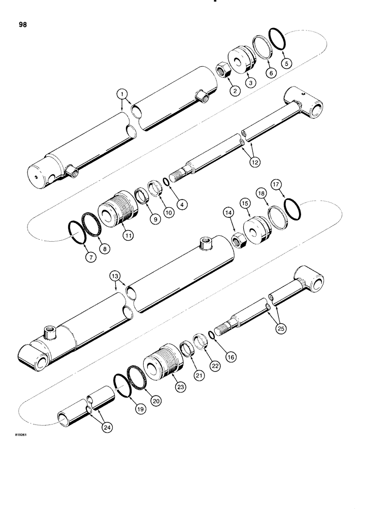 Схема запчастей Case IH 1816C - (098) - D123996 LOADER BUCKET CYLINDER, D123992 LOADER LIFT CYLINDER (08) - HYDRAULICS