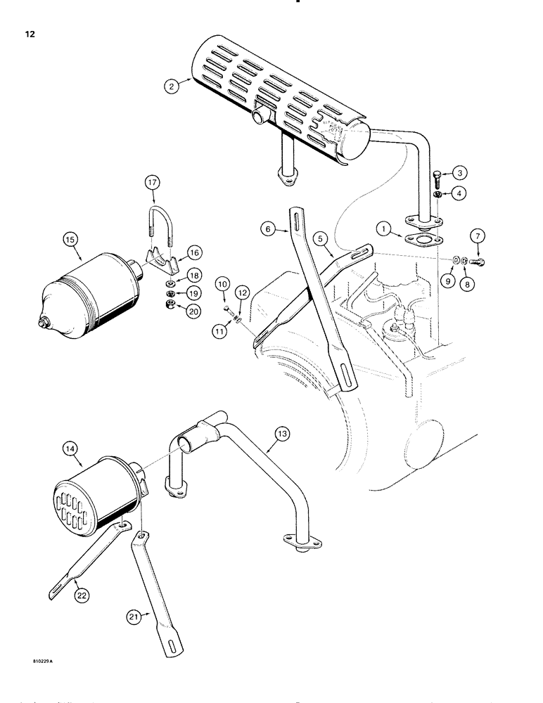 Схема запчастей Case IH 1816C - (012) - MUFFLER AND EXHAUST SYSTEM (02) - ENGINE