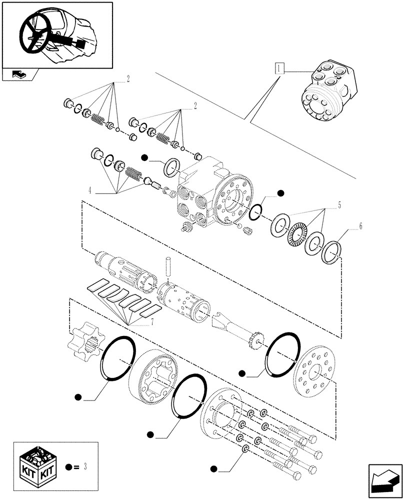 Схема запчастей Case IH FARMALL 85C - (1.92.63/ A[02]) - HYDRAULIC STEERING - BREAKDOWN (10) - OPERATORS PLATFORM/CAB