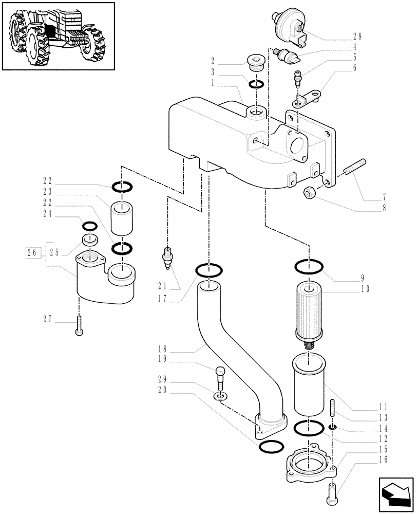 Схема запчастей Case IH MXU135 - (1.32.8/01[01]) - PUMPS FOR HYDRAULIC SYSTEM AND LIFT (03) - TRANSMISSION