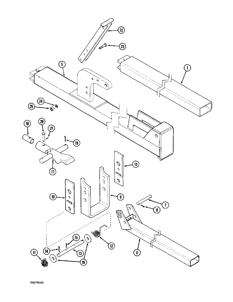 Схема запчастей Case IH 3850 - (39.100.02) - GANG TUBE ASSEMBLY, NON-FOLDING HARROW (09) - CHASSIS/ATTACHMENTS