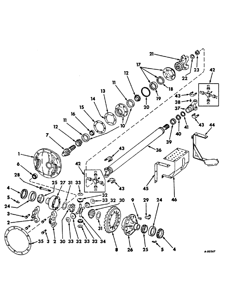 Схема запчастей Case IH 2756 - (B-35) - POWER TRAIN, FRONT AXLE DIFFERENTIAL AND DRIVE SHAFT, TRACTORS WITH ALL WHEEL DRIVE (03) - POWER TRAIN