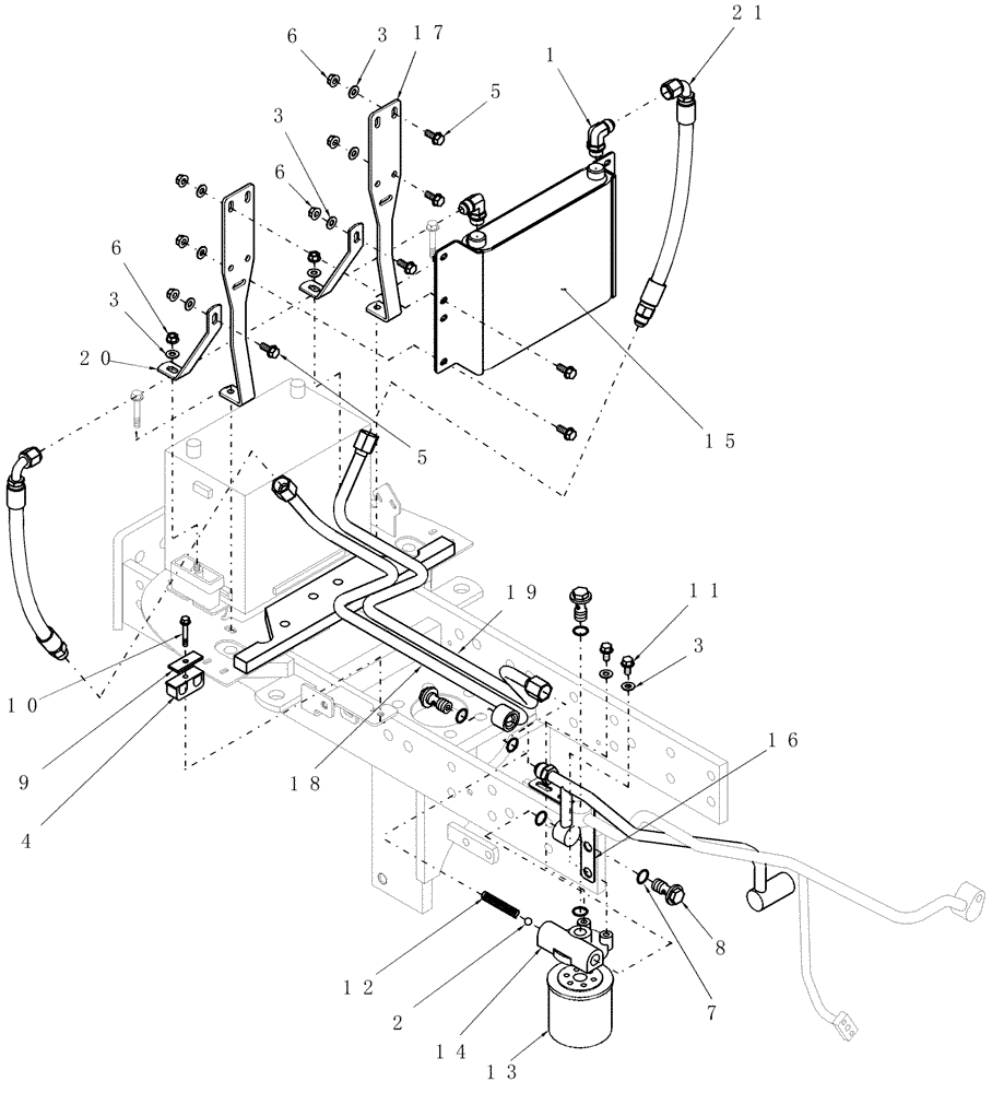 Схема запчастей Case IH DX40 - (07.12) - HYD PIPING & OIL COOLER, W/HST (07) - HYDRAULIC SYSTEM