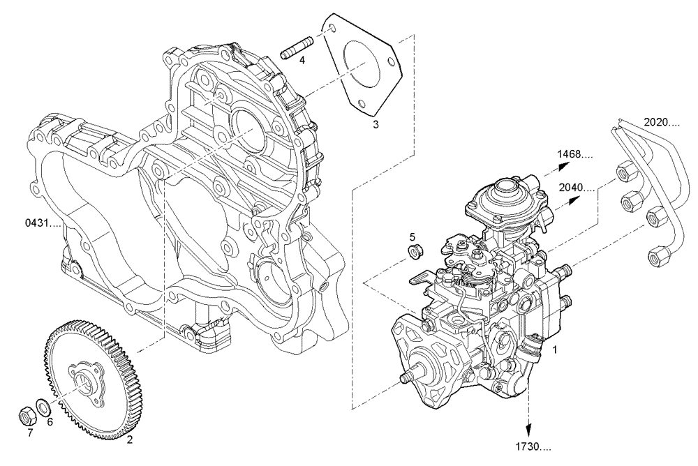 Схема запчастей Case IH F5AE9484B A003 - (1400.448) - INJECTION PUMP ASSY 