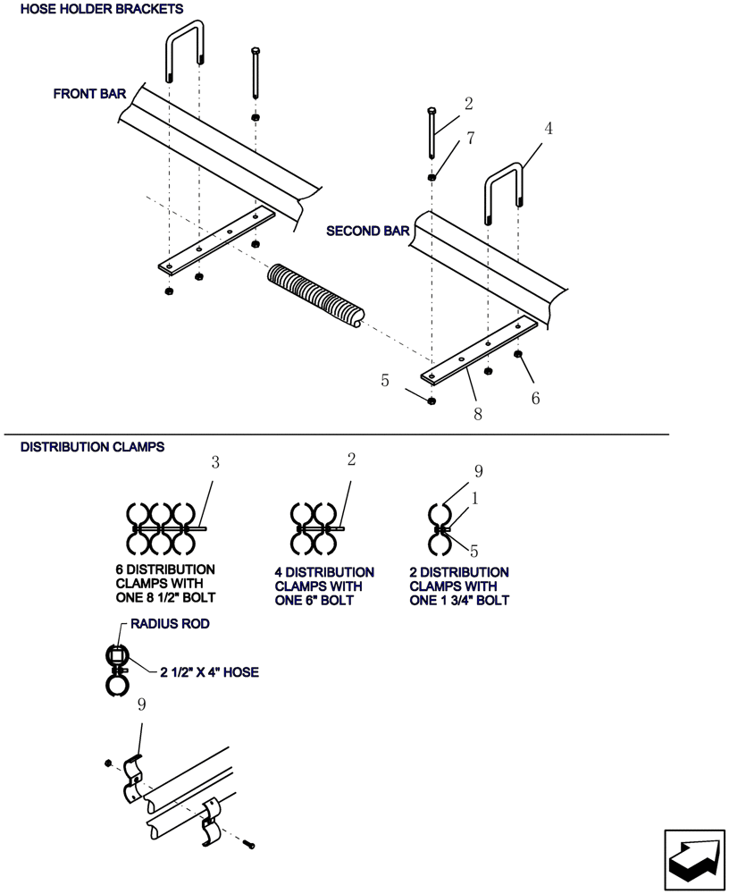 Схема запчастей Case IH ATX400 - (8.100.1) - AIR HOSE BRACKETS AND CLAMPS Related Equipment