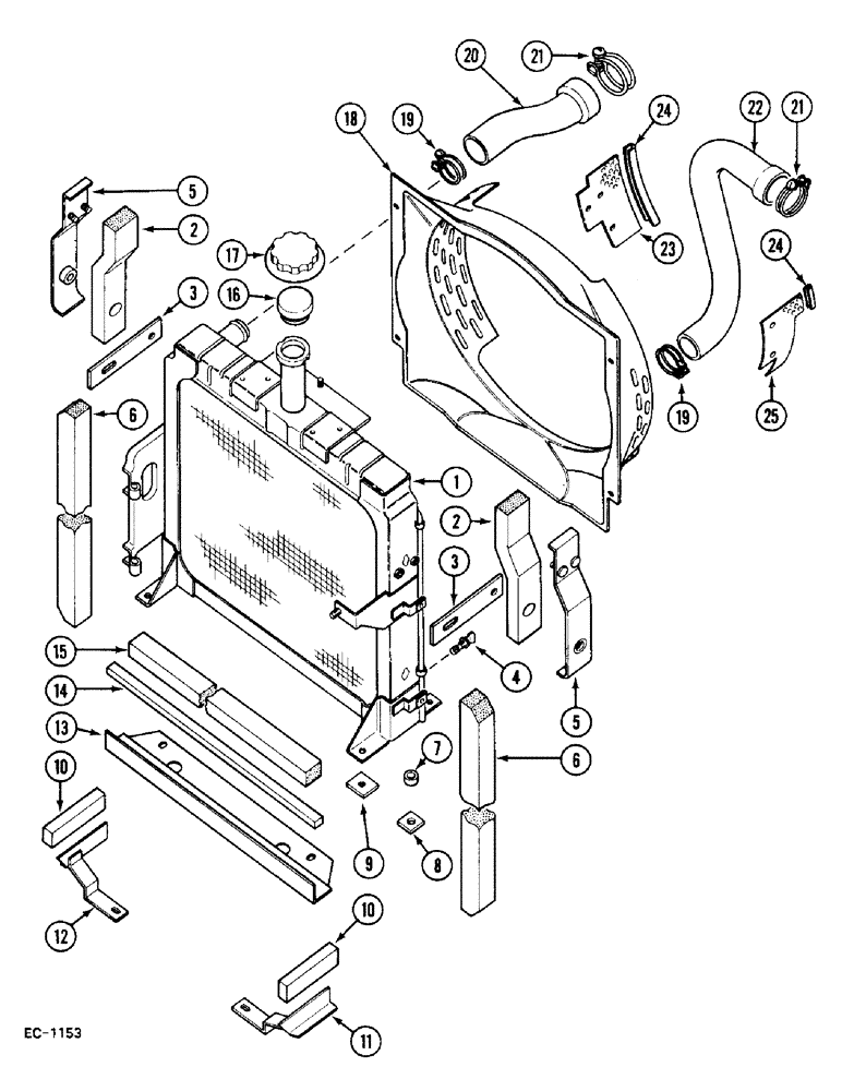 Схема запчастей Case IH 248 - (2-020) - RADIATOR AND CONNECTIONS, 248, 385, 485 (02) - ENGINE