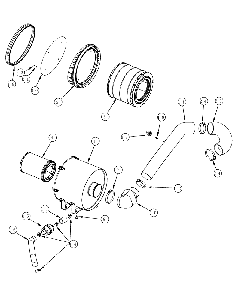 Схема запчастей Case IH MX285 - (02-04) - AIR INDUCTION SYSTEM - STANDARD DUTY (02) - ENGINE