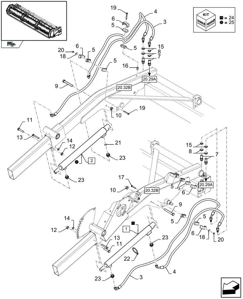 Схема запчастей Case IH 2040 - (20.31A[01]) - HYDRAULIC HORIZONTAL REEL ADJUSTMENT (20) - HEADER