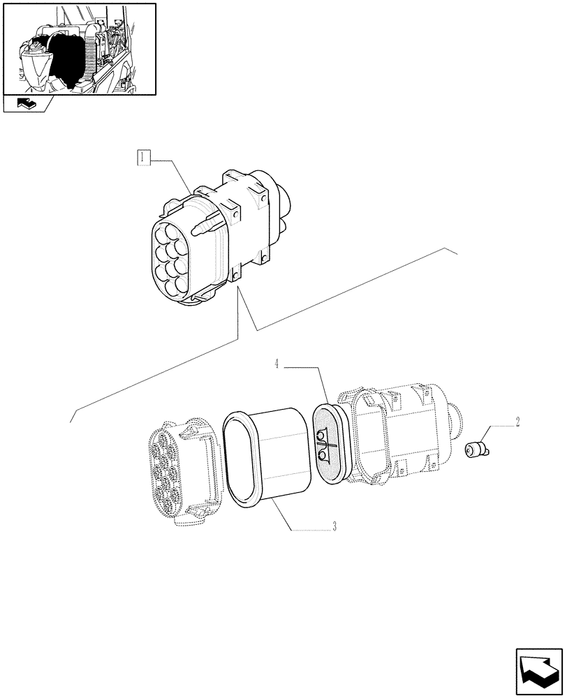 Схема запчастей Case IH FARMALL 105V - (1.19.1/ A) - DRY AIR CLEANER - BREAKDOWN (02) - ENGINE EQUIPMENT