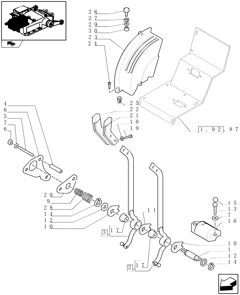 Схема запчастей Case IH FARMALL 90 - (1.82.5[02]) - LIFT CONTROLS - HANDLE AND LEVERS - W/CAB (07) - HYDRAULIC SYSTEM