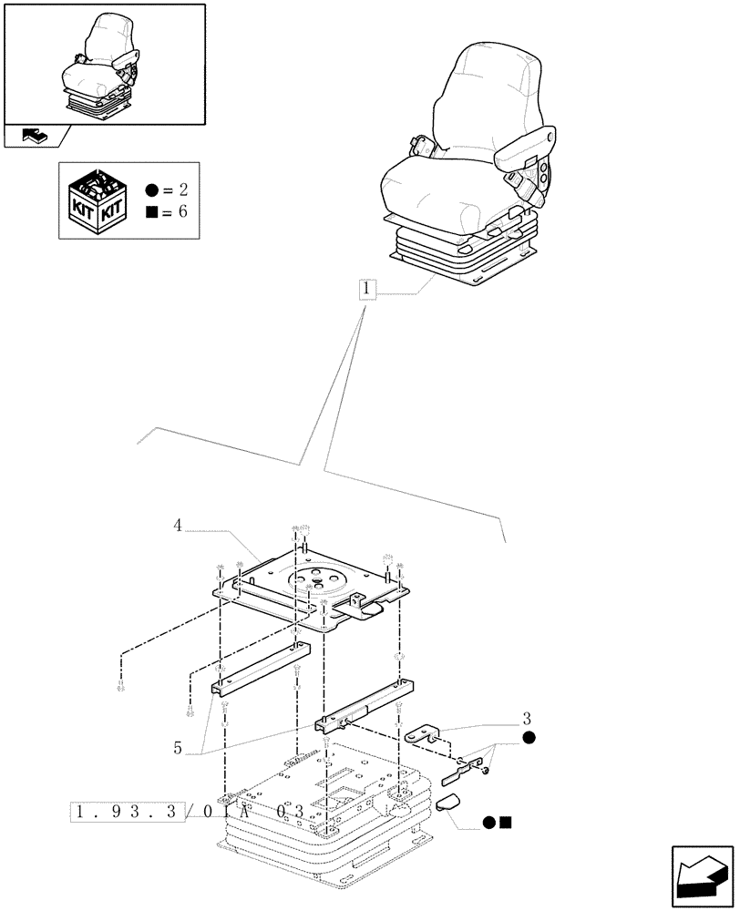 Схема запчастей Case IH PUMA 210 - (1.93.3/01A[02]) - SEAT - BREAKDOWN (10) - OPERATORS PLATFORM/CAB