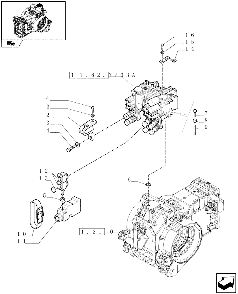 Схема запчастей Case IH PUMA 195 - (1.82.7/03) - (VAR.683) REAR ELECTRONIC REMOTE CONTROL VALVES WITH 3 ELEMENTS AND POWER BEYOND (07) - HYDRAULIC SYSTEM