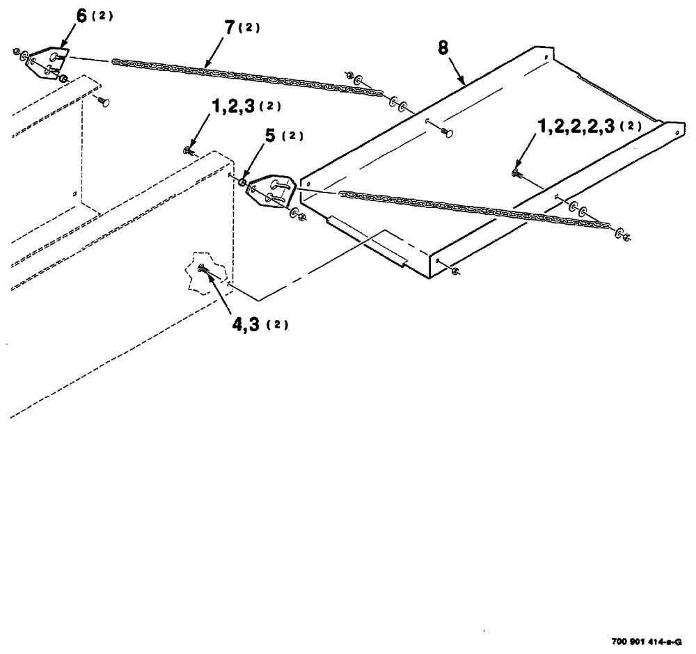 Схема запчастей Case IH 8555 - (09-16) - BALE CHUTE KIT, HK40416 , TO BE ORDERED FROM WHOLEGOODS ONLY Decals & Attachments