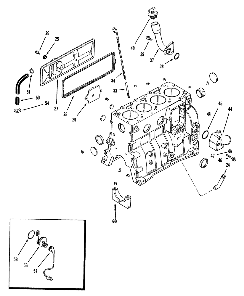 Схема запчастей Case IH 8840 - (10-034) - CYLINDER BLOCK AND ENGINE BLOCK HEATER (DIESEL) (10) - ENGINE