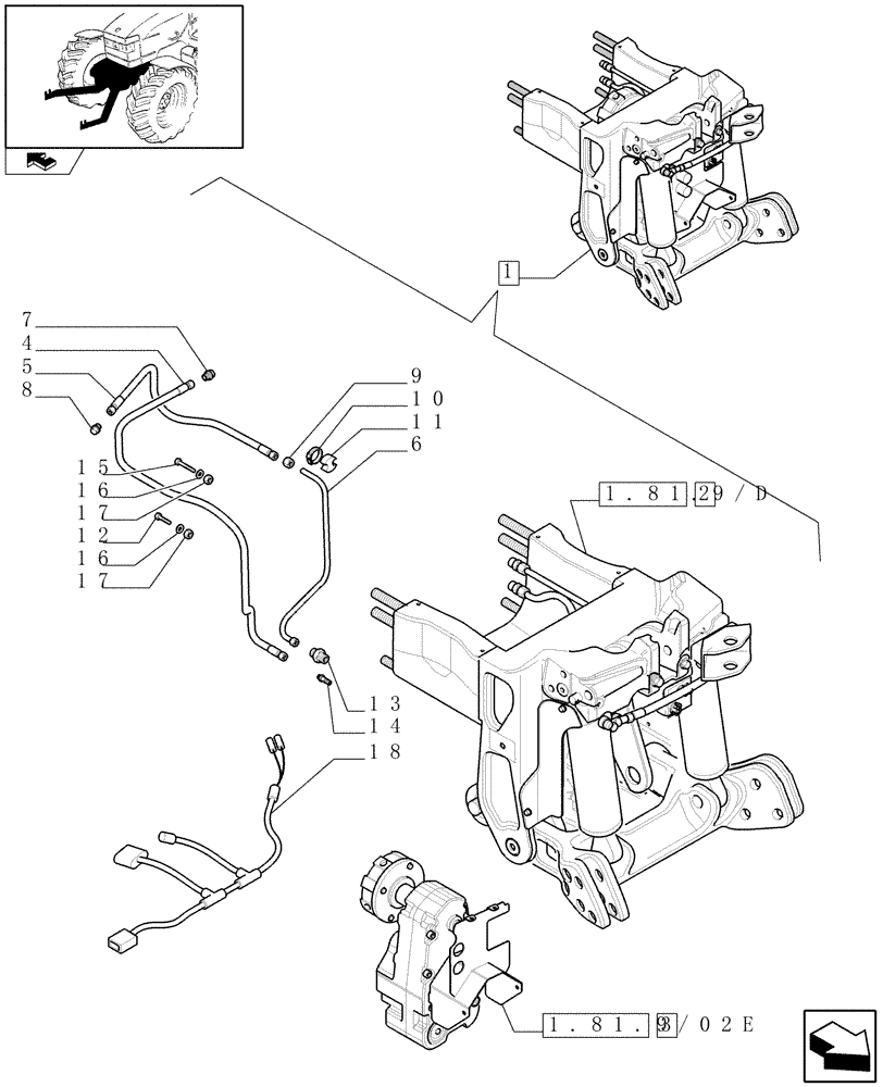 Схема запчастей Case IH PUMA 165 - (1.81.9/02C) - FRONT HPL WITH PTO - BREAKDOWN (07) - HYDRAULIC SYSTEM