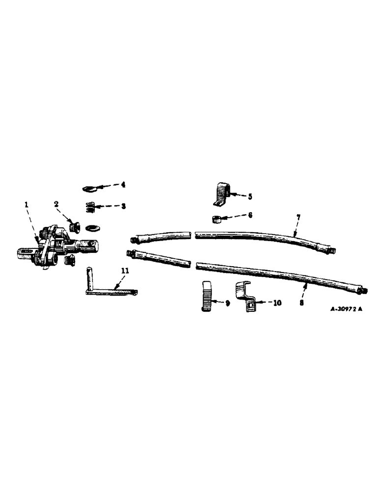 Схема запчастей Case IH FARMALL C - (166) - HYD. SYSTEM, REMOTE CONTROL, SPECIAL, BREAK-AWAY COUPLING, FRONT SECTION, BRACKETS, HOSES & CLAMPS (07) - HYDRAULIC SYSTEM