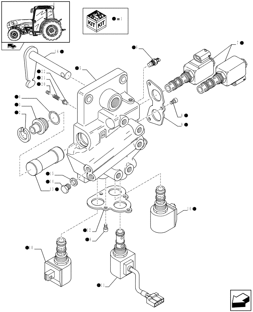 Схема запчастей Case IH FARMALL 85N - (1.68.5/02[01]) - PARKING LOCK (FOR HI-LO 32+16) (VAR.331286 / 743968) (05) - REAR AXLE