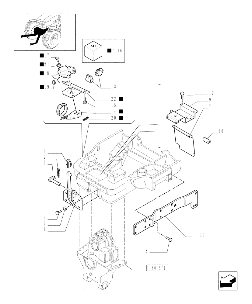 Схема запчастей Case IH MXM175 - (1.21.1/09) - (VAR.789) FRONT HYDRAULIC LIFT FOR CCLS FOR AXLE WITH SUSPENSIONS - GUARDS (03) - TRANSMISSION