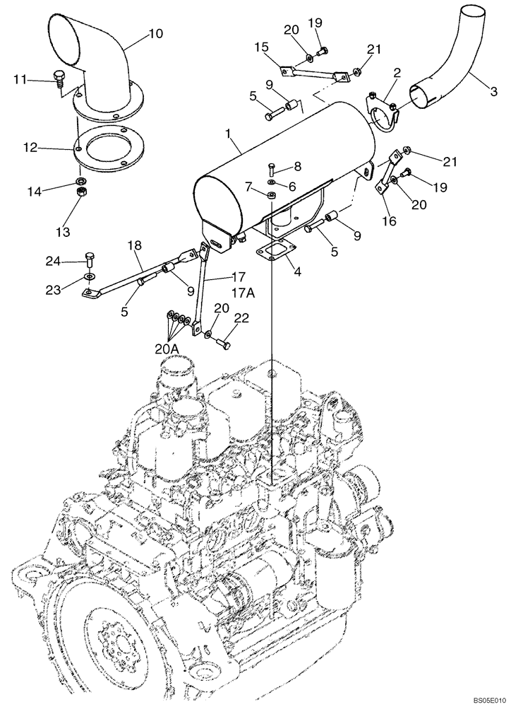 Схема запчастей Case IH 445CT - (02-03) - EXHAUST SYSTEM (02) - ENGINE