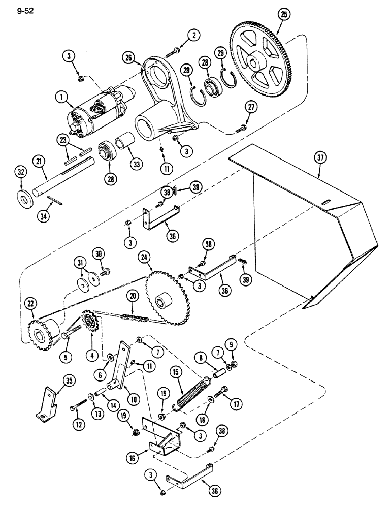 Схема запчастей Case IH 1620 - (9-052) - FEEDER REVERSER, WITHOUT ROCK TRAP (13) - FEEDER